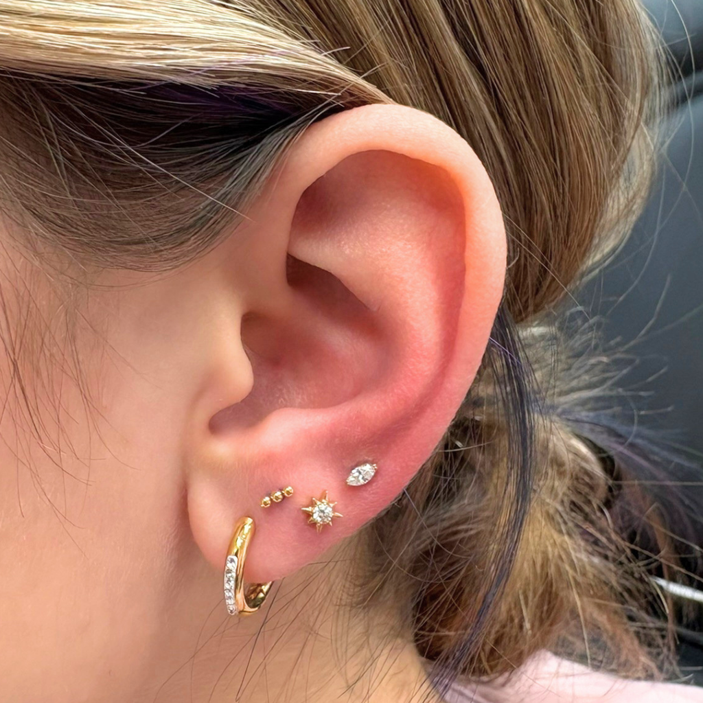 Cz Marquis Titanium Flat Back Studs (Plain / Everyday Minimalist)