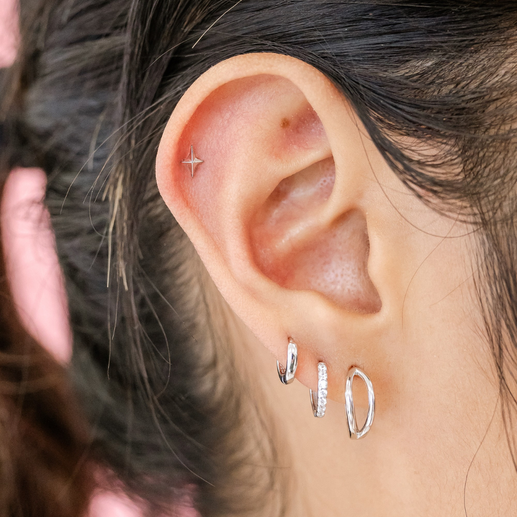 Twinkle Titanium Flat Back Studs (Plain / Everyday Minimalist)