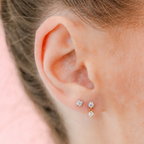 Four Cz Titanium Flat Back Studs (Plain / Everyday Minimalist)