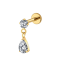 Teardrop Dangle Cz Titanium Flat Back Studs (Plain / Everyday Minimalist)