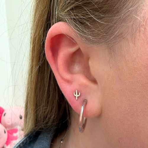 Cactus Titanium Flat Back Studs (Plain / Everyday Minimalist)