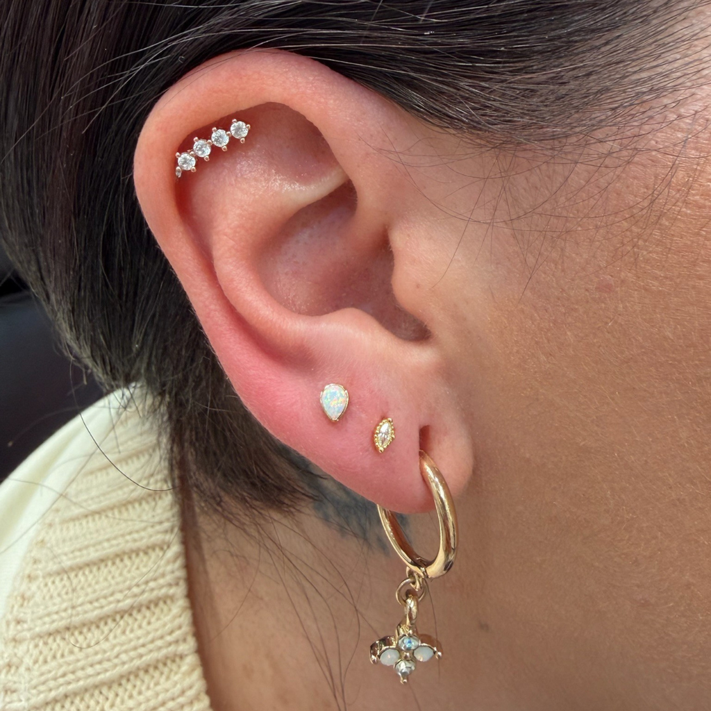 Opal Teardrop Titanium Flat Back Studs (Plain / Everyday Minimalist)