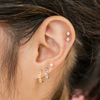 Cz Prong Dangle Titanium Flat Back Studs (Plain / Everyday Minimalist)